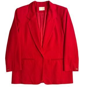 VTG Pendleton Blazer 100% Virgin Wool Single Button Red Made USA Women's Size 14